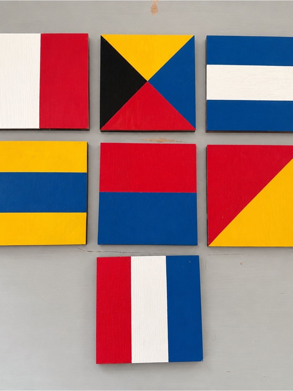 Nautical Signal Flag Wall Art Set - Multicolor Geometric Panels